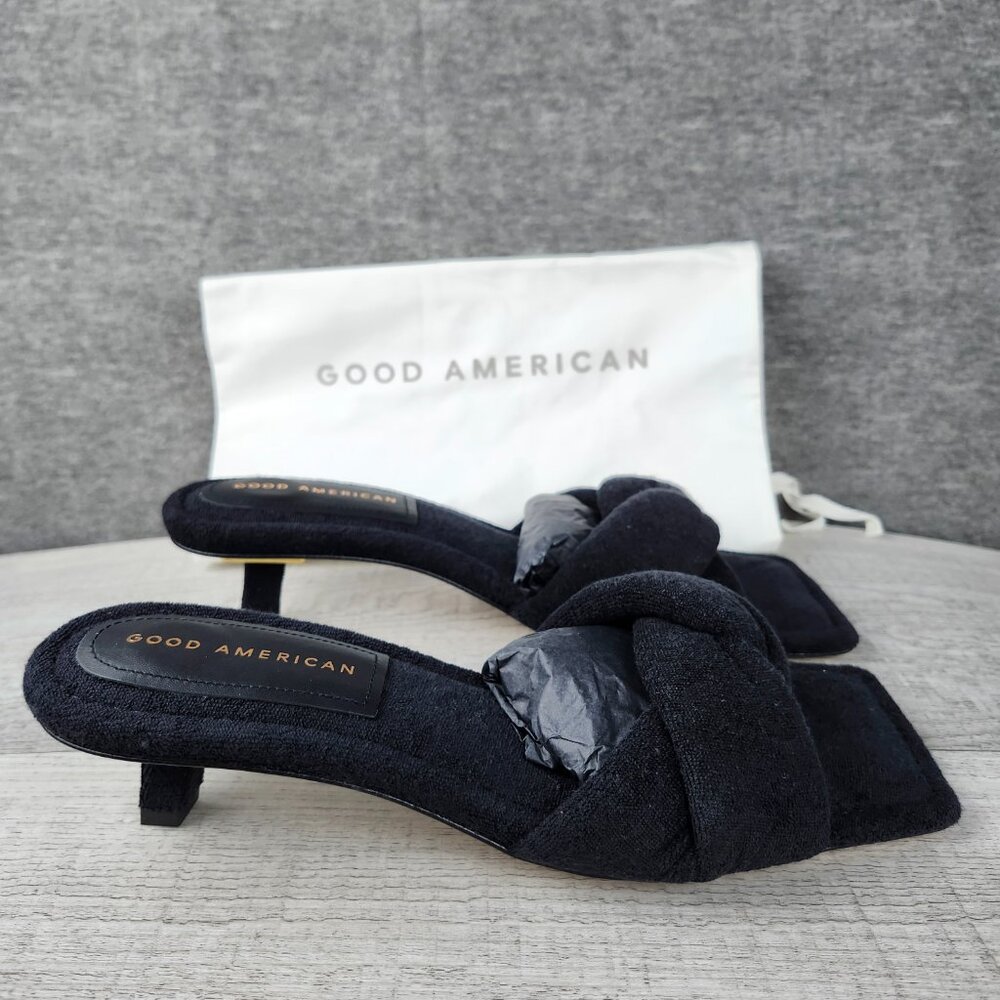 Good American Size 8 Black Terry Kickstand Mule NWOB GA353T-X - Picture 2 of 12